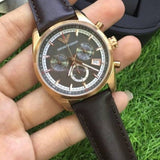 Emporio Armani Chronograph Gray Dial Brown Leather Strap Watch For Men - AR6043 Buy Now By Emporio Armani