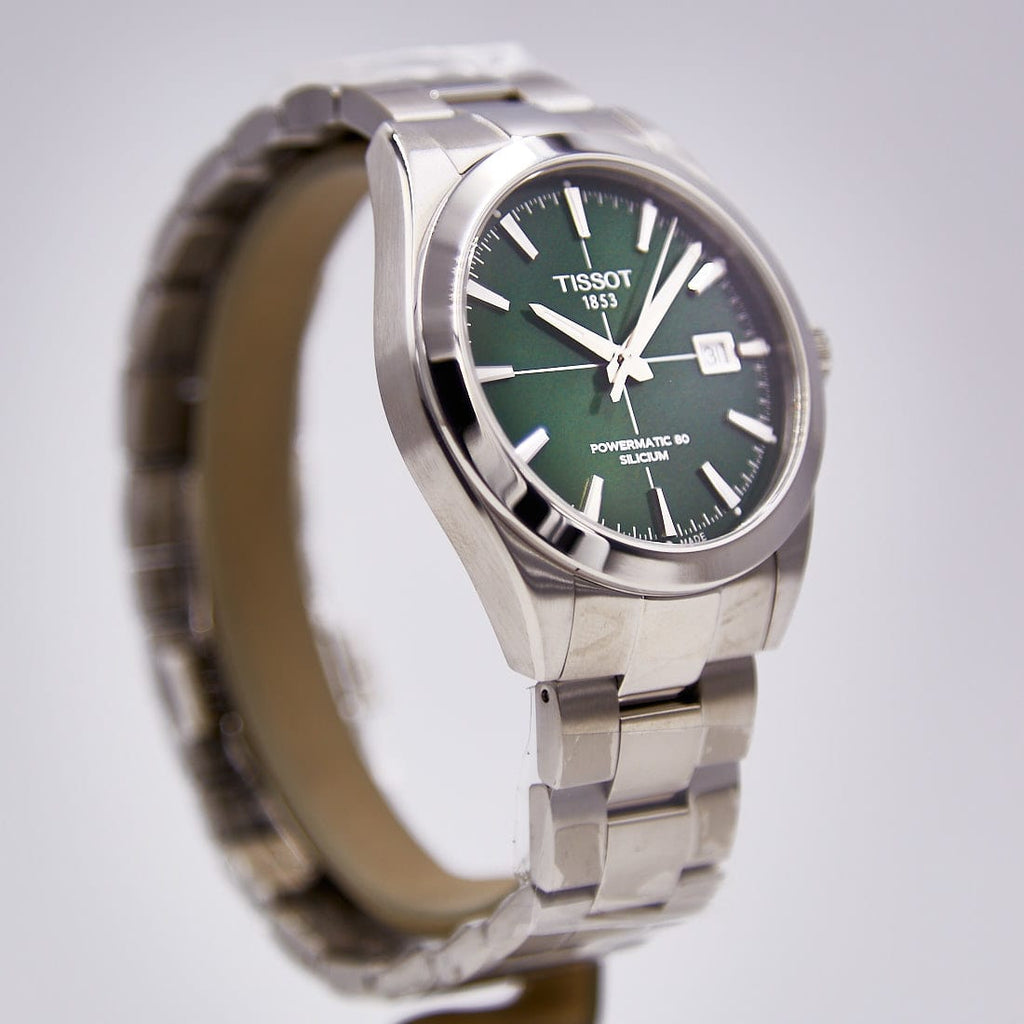 Tissot Gentleman Powermatic 80 Silicium Green Dial Silver Steel Strap Watch For Men - T127.407.11.091.01 Buy Now By Tissot