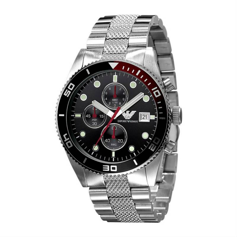 Emporio Armani Chronograph Black Dial Silver Stainless Steel Watch For Men - AR5855 Buy Now By Emporio Armani