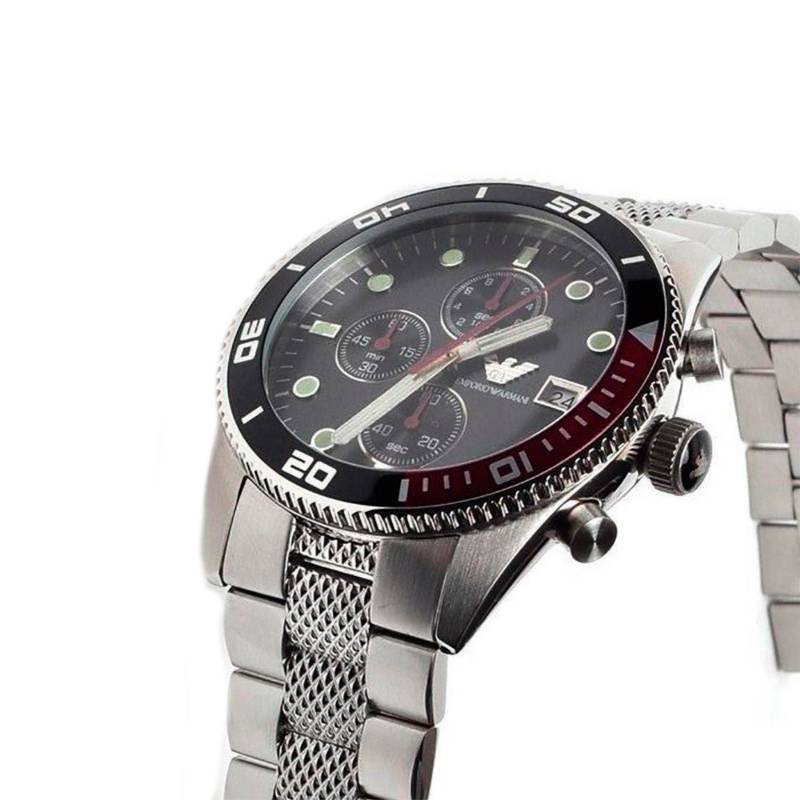 Emporio Armani Chronograph Black Dial Silver Stainless Steel Watch For Men - AR5855 Buy Now By Emporio Armani