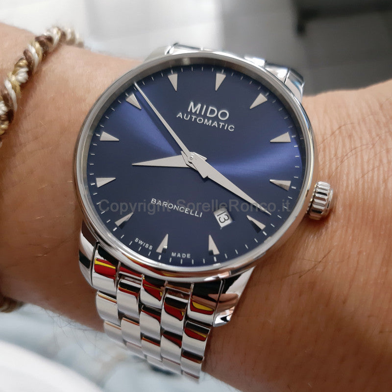 Mido Baroncelli II Automatic Blue Dial Silver Steel Strap Watch For Men - M8600.4.15.1 Buy Now By Mido