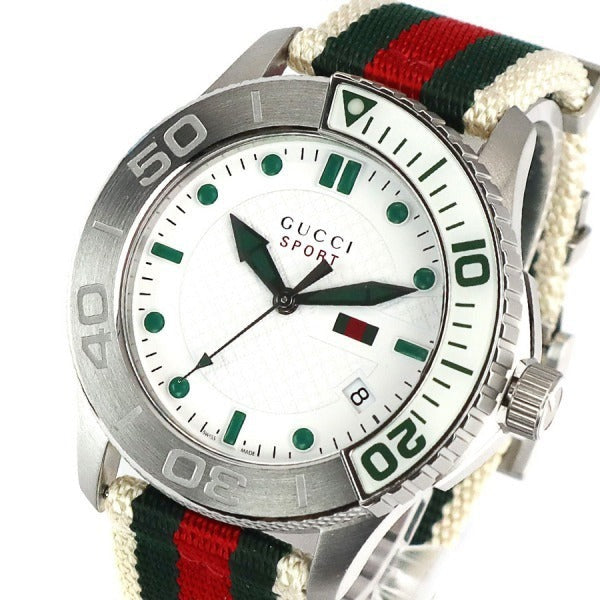 Gucci G Timeless White Dial Two Tone Nylon Strap Watch For Men - YA126231 Buy Now By Gucci