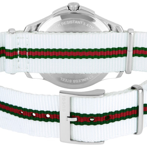 Gucci G Timeless Quartz White DIal White NATO Strap Watch For Men - YA126322 Buy Now By Gucci