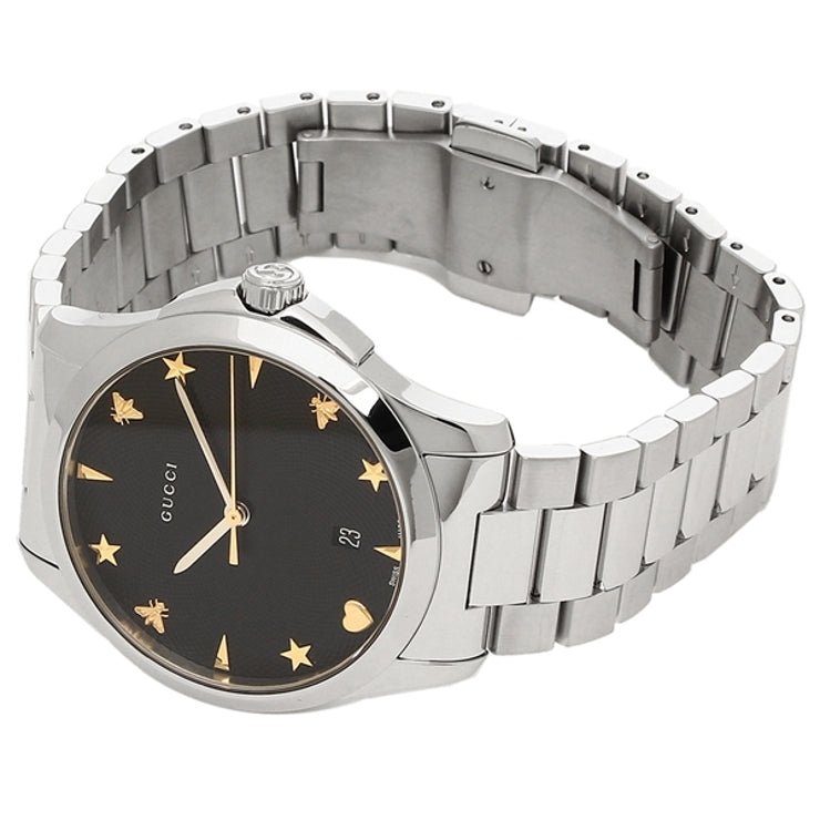 Gucci G Timeless Black Dial Silver Steel Strap Watch For Women - YA1264029 Buy Now By Gucci