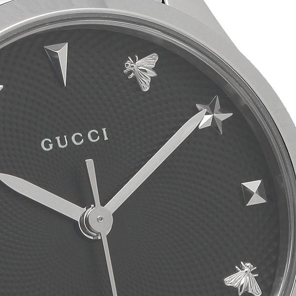 Gucci G Timeless Black Dial Silver Steel Strap Watch For Women - YA126573A Buy Now By Gucci