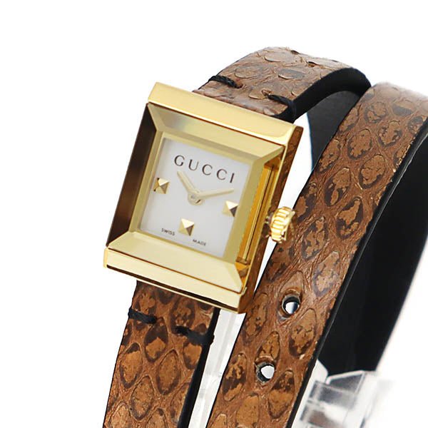 Gucci G Frame White Dial Brown Leather Strap Watch For Women - YA128523 Buy Now By Gucci