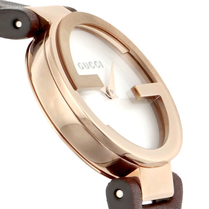 Gucci G Interlocking Mother of Pearl Dial Brown Leather Strap Watch For Women - YA133516 Buy Now By Gucci