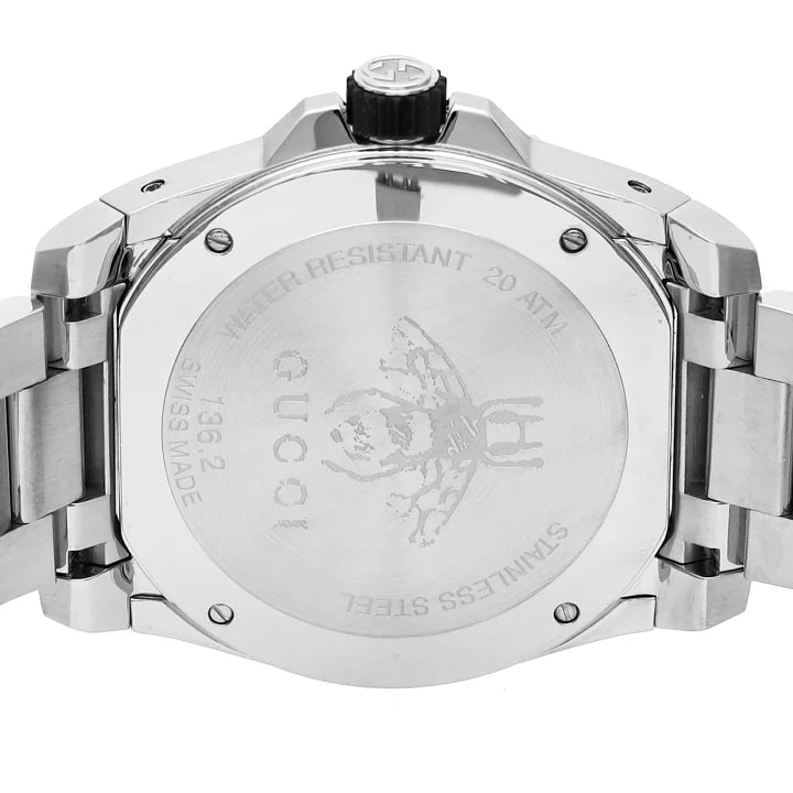 Gucci Dive Quartz Black Dial Silver Steel Strap Watch For Men - YA136221 Buy Now By Gucci