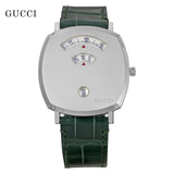 Gucci Grip Quartz Silver Dial Green Leather Strap Watch For Women - YA157414 Buy Now By Gucci
