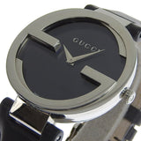 Gucci G Interlocking Black Dial Black Leather Strap Watch For Women - YA133301 Buy Now By Gucci