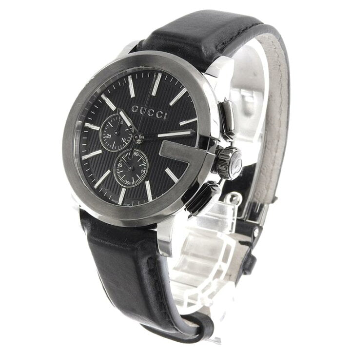 Gucci G Chrono Black Dial Black Leather Strap Watch For Men - YA101205 Buy Now By Gucci