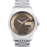 Gucci G Timeless Brown Dial Silver Steel Strap Watch For Men - YA126406 Buy Now By Gucci