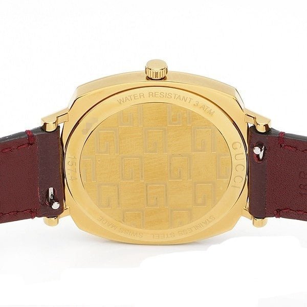 Gucci Grip Quartz Yellow Gold Dial Maroon Leather Strap Watch For Women - YA157405 Buy Now By Gucci