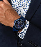 Guess Legacy Blue Dial Blue Rubber Strap Watch for Men - W1049G7 Buy Now By Guess