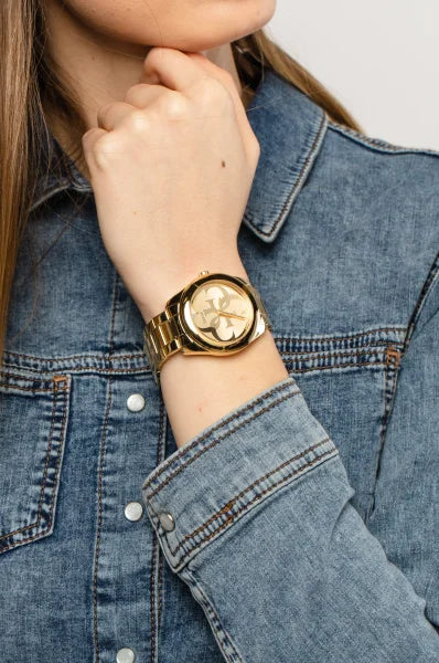Guess G-Twist Gold Dial Gold Steel Strap Watch for Women - W1082L2 Buy Now By Guess
