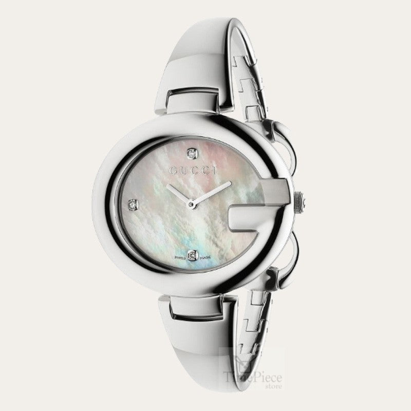 Gucci Guccissima Diamonds Mother of Pearl Dial Silver Steel Strap Watch For Women - YA134303 Buy Now By Gucci