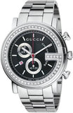 Gucci G Chrono Diamonds Black Dial Silver Steel Strap Watch For Men - YA101324 Buy Now By Gucci