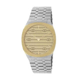 Gucci 25H Quartz Gold Dial Silver Steel Strap Watch for Women - YA163403 Buy Now By Gucci