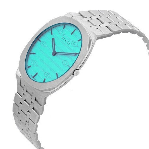 Gucci 25H Quartz Turquoise Dial Silver Steel Strap Watch For Women - YA163409 Buy Now By Gucci