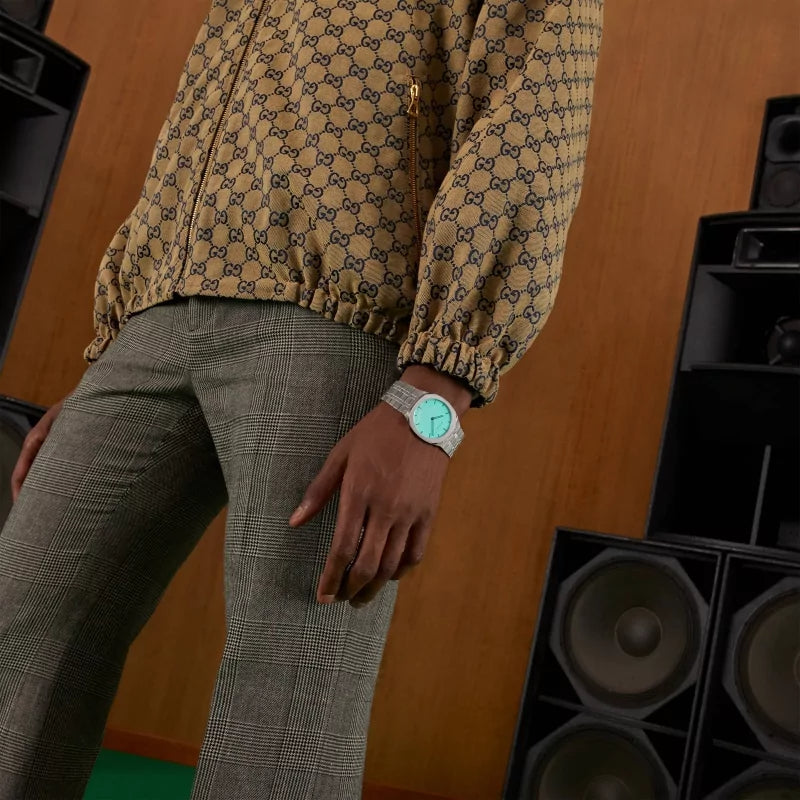 Gucci 25H Quartz Turquoise Dial Silver Steel Strap Watch For Women - YA163409 Buy Now By Gucci