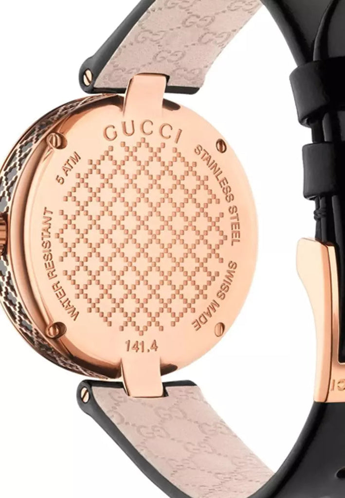 Gucci Diamantissima Quartz Black Dial Black Leather Strap Watch for Women - YA141401 Buy Now By Gucci