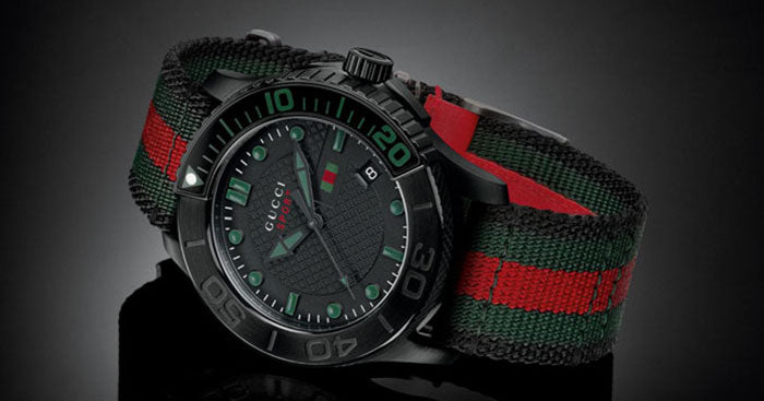 Gucci G Timeless Sport Black Dial Two Tone NATO Strap Watch For Men - YA126229 Buy Now By Gucci