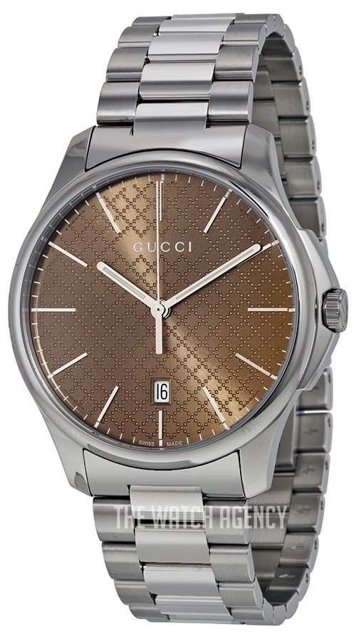 Gucci G Timeless Quartz Brown Dial Silver Steel Strap Watch for Men - YA126317 Buy Now By Gucci
