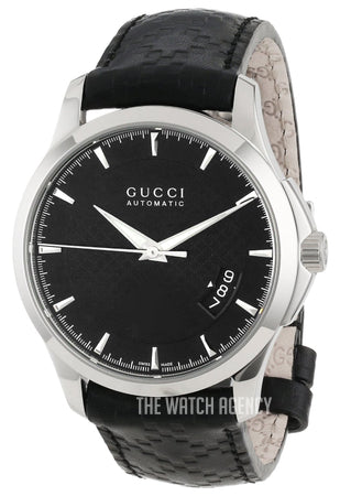 Gucci G Timeless Quartz Black Dial Black Leather Strap Watch for Men - YA126413 Buy Now By Gucci