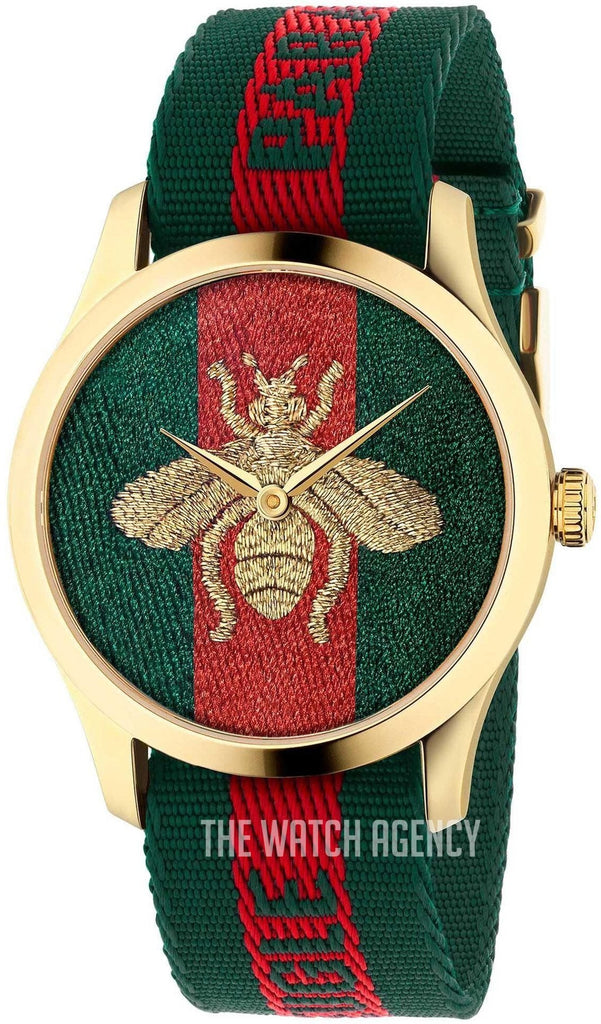 Gucci G Timeless Quartz Green & Red Dial Green & Red NATO Strap Watch For Men - YA126487A Buy Now By Gucci