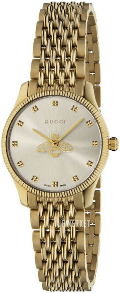 Gucci G Timeless Quartz Mother of Pearl Dial Gold Steel Strap Watch For Women - YA1265021 Buy Now By Gucci