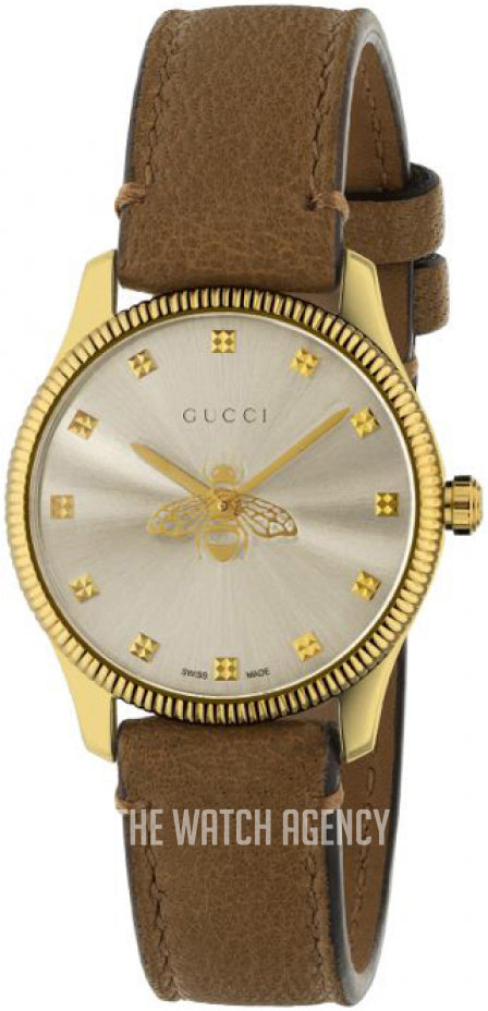 Gucci G Timeless Quartz Silver Dial Brown Leather Strap Watch For Women - YA1265022 Buy Now By Gucci