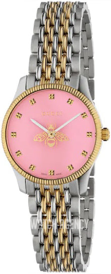 Gucci G Timeless Quartz Pink Dial Two Tone Steel Strap Watch For Women - YA1265030 Buy Now By Gucci