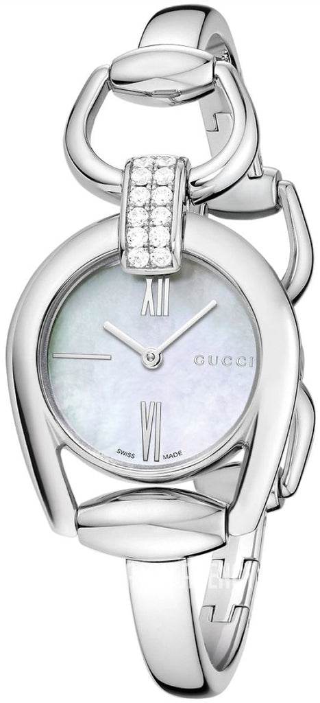 Gucci Horsebit Collection Diamonds Mother of Pearl White Dial Silver Steel Strap Watch For Women - YA139504 Buy Now By Gucci