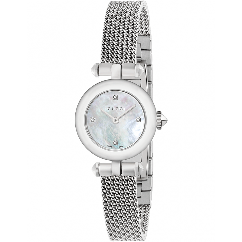 Gucci Diamantissima Diamonds Mother of Pearl Dial Silver Mesh Bracelet Watch for Women - YA141512 Buy Now By Gucci