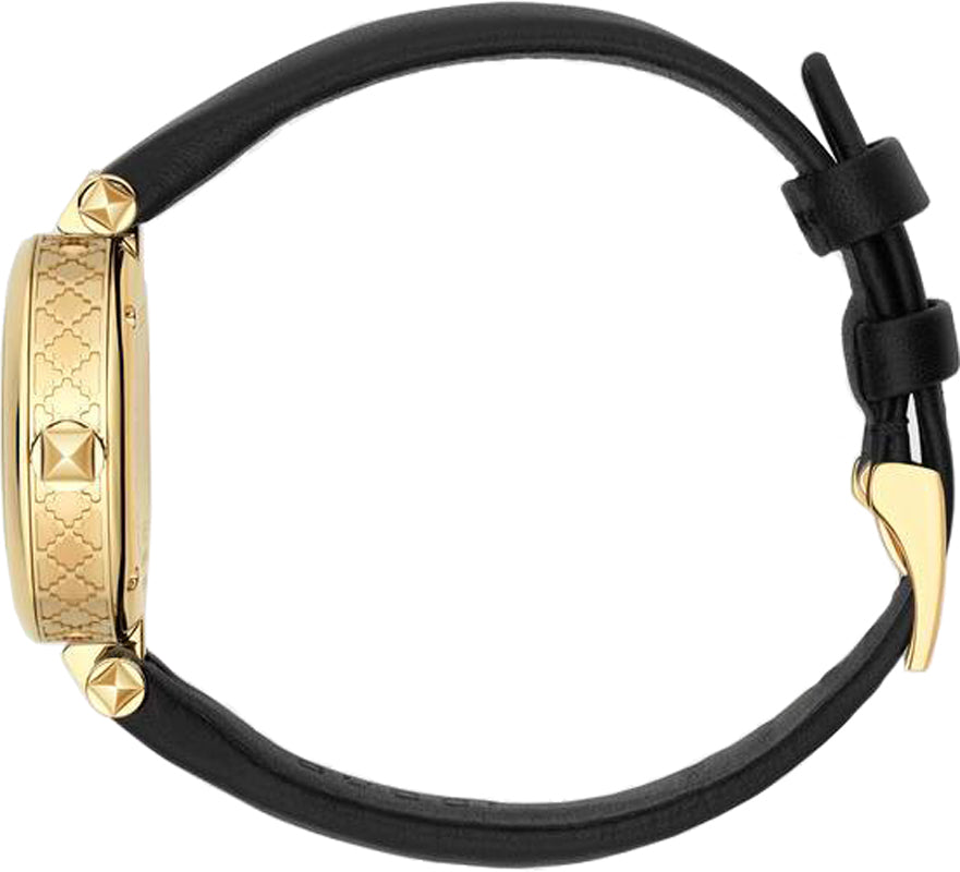 Gucci Diamantissima Mother of Pearl Dial Black Leather Strap Watch For Women - YA141505 Buy Now By Gucci