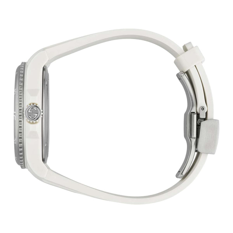Gucci Dive Automatic Transparent Dial White Rubber Strap Watch For Men - YA136343 Buy Now By Gucci