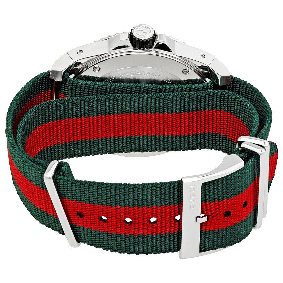 Gucci Dive Black Dial Red & Green Nylon Strap Watch For Men - YA136209 Buy Now By Gucci