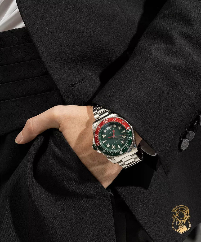 Gucci Dive Quartz Green Dial Silver Steel Strap Watch For Men - YA136222 Buy Now By Gucci