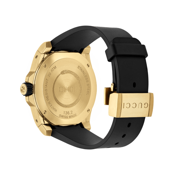 Gucci Dive Quartz Black Dial Black Rubber Strap Watch For Men - YA136219 Buy Now By Gucci