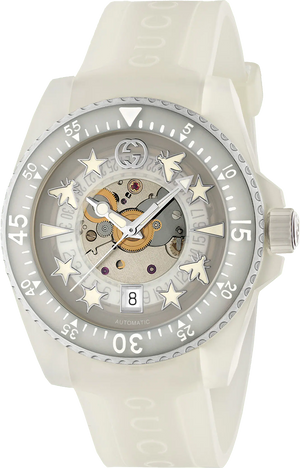 Gucci Dive Automatic White Dial White Rubber Strap Unisex Watch - YA136342 Buy Now By Gucci