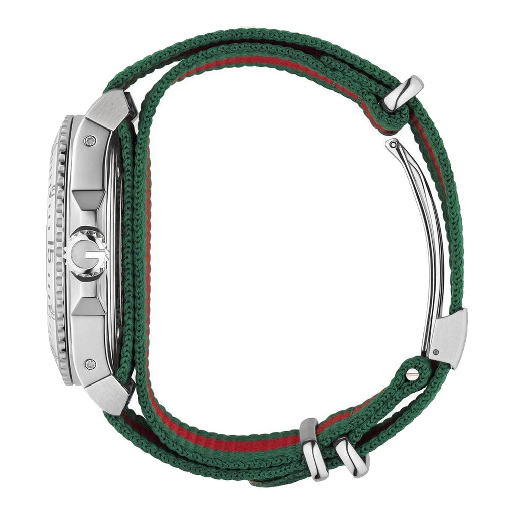 Gucci Dive White Dial Red & Green Nylon Strap Watch For Men - YA136207 Buy Now By Gucci