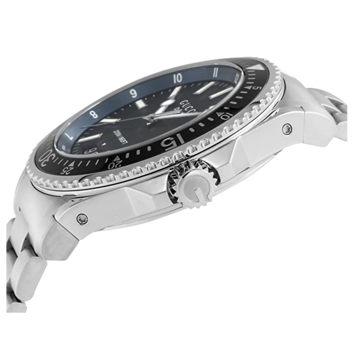 Gucci Dive Quartz Black Dial Silver Steel Strap Watch For Men - YA136212 Buy Now By Gucci