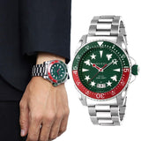Gucci Dive Quartz Green Dial Silver Steel Strap Watch For Men - YA136222 Buy Now By Gucci