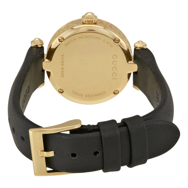 Gucci Diamantissima Mother of Pearl Dial Black Leather Strap Watch For Women - YA141505 Buy Now By Gucci