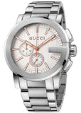 Gucci G Chrono Chronograph Silver Dial Silver Steel Strap Watch For Men - YA101201 Buy Now By Gucci