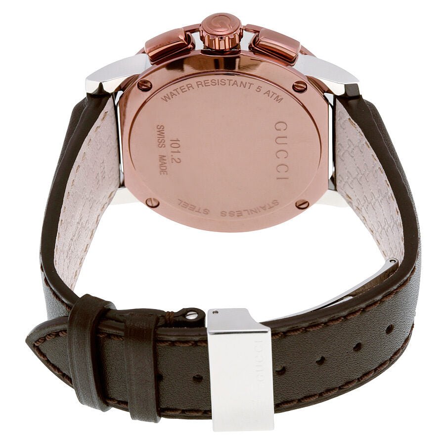 Gucci G Chrono Black Dial Brown Leather Strap Watch For Men - YA101202 Buy Now By Gucci