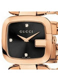 Gucci G Gucci Diamonds Black Dial Rose Gold Steel Strap Watch For Women - YA125409 Buy Now By Gucci