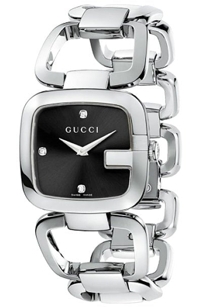 Gucci G Gucci Diamonds Black Dial Silver Steel Strap Watch For Women - YA125406 Buy Now By Gucci