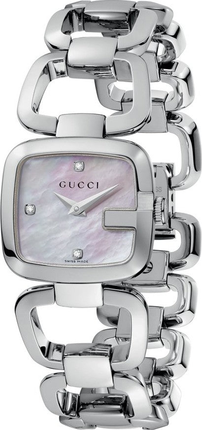 Gucci G Gucci Diamonds Mother of Pearl Dial Silver Steel Strap Watch For Women - YA125502 Buy Now By Gucci