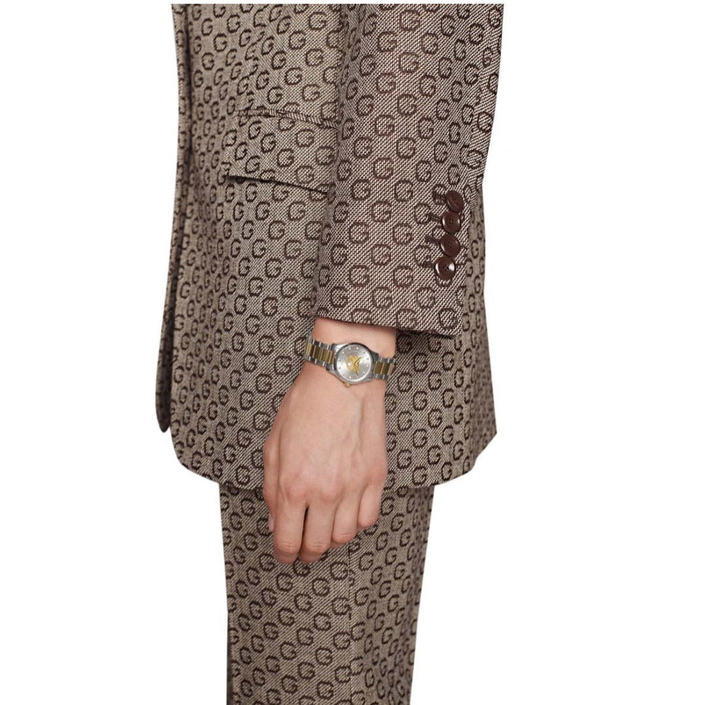 Gucci G Timeless Quartz Diamonds Silver Dial Two Tone Steel Strap Watch For Women - YA1265016 Buy Now By Gucci